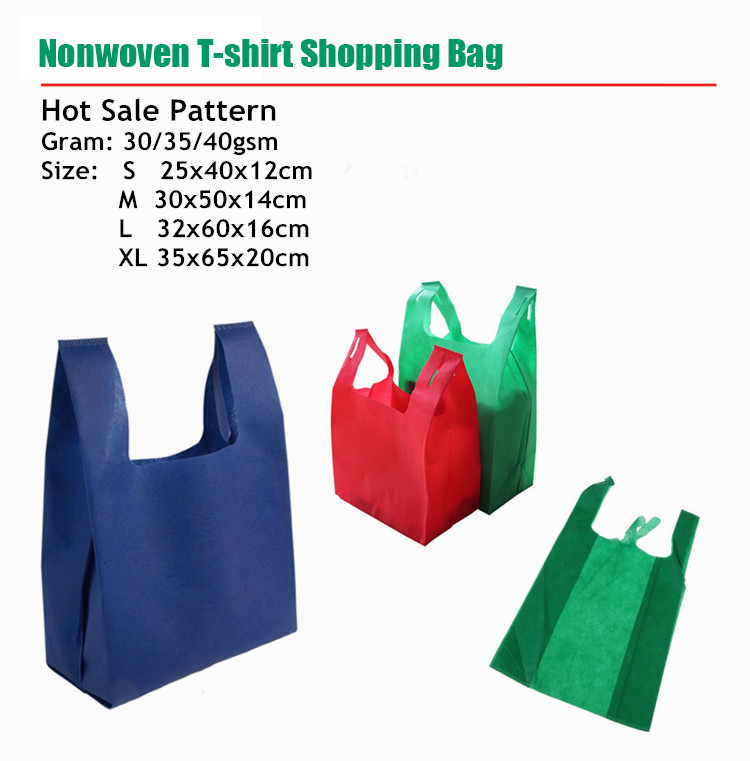 Non woven vest bag customized supermarket shopping handbag advertising gift waterproof plastic bag printing logo